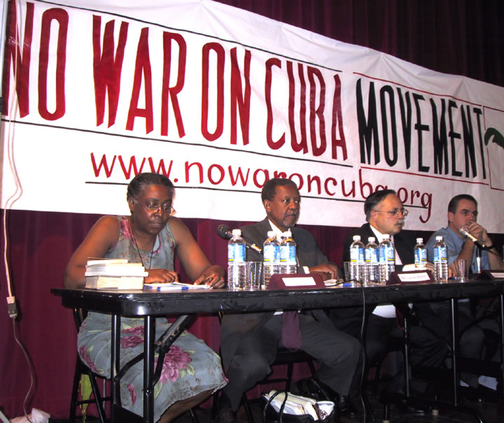 Nancy Wright, speaking for No War on Cuba Movement, presented the historical and poltical background.